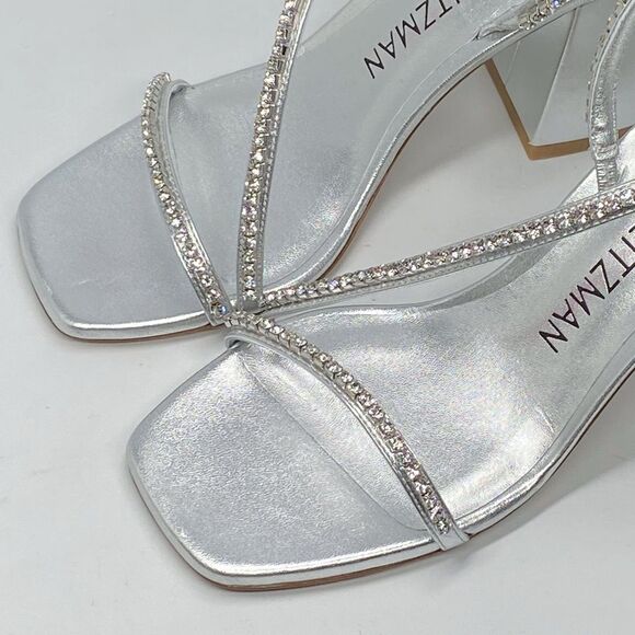 Stuart Weitzman Embellished Metallic Leather Sandals size 8 - Picture 7 of 14